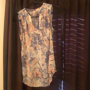 Tank top shirt very pretty blues white coral and light pink some hints of gray